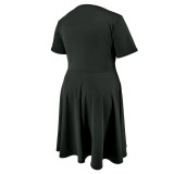Large Size Women's Milk Silk Hollowed Out Patchwork Short Sleeved Dress
