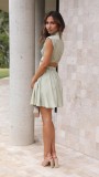 Solid Color Sweet Waist Up Stand Up Collar Exposed Waist Short Dress