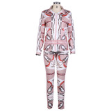 Printed Long Sleeved Two-piece Set