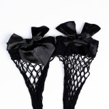 5-piece Set of Black and White Lace Contrasting Multi-layer Lace Mesh Socks
