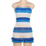 Chestless and Backless Patchwork Lace Knit Dress