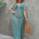 Plus Size Hollowed Out Beach Color Blocking Sunscreen Cover Up