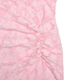 Printed Camisole Strapless Open Back Fishtail Skirt Long Skirt