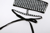 Hanging Neck Backless Strap Slim Fit with Diamond Inlaid Vest
