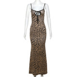 Fashionable Strapless Leopard Print Dress with One Line Neckline and Sexy Strap