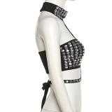 Hanging Neck Backless Strap Slim Fit with Diamond Inlaid Vest