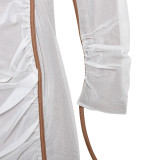 Mesh Splicing Diagonal Collar Off Shoulder Slim Fit Long Skirt