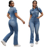 Fashionable Denim Women's Fitted Jumpsuit