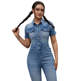 Fashionable Denim Women's Fitted Jumpsuit