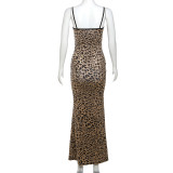 Fashionable Strapless Leopard Print Dress with One Line Neckline and Sexy Strap