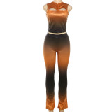 Hollow Out Navel Vest High Waisted Slim Fit and Slimming Pants Set