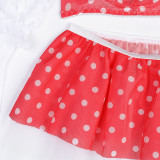 Red and White Polka Dot Contrasting Color Mesh Cute Fluffy Mesh Skirt