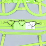Fluorescent Green Water-soluble Embroidered Flower Mesh Chest Hollow Heart Metal Fun Lingerie