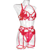 Water Soluble Embroidered Floral Lingerie Red Two-piece Set