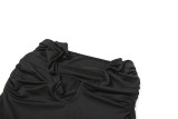 3D Lace Exposed Navel Hollow Split Skirt Set