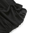 3D Lace Exposed Navel Hollow Split Skirt Set