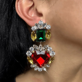 Love Earrings Colorful Rhinestone Earrings Versatile Accessories