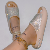 Diamond Surface Fine Sparkling Thick Sole Slippers and Sandals