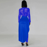 Lace Jumpsuit with Imitation Silk Skirt Set