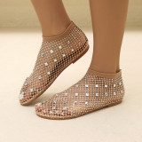 Round Toe Flat Bottomed Colored Diamond Elastic Sandals