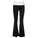 Colored Waist Casual Micro Flared Pants