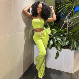 Embroidered Strapless High Waisted Casual Two-piece Set