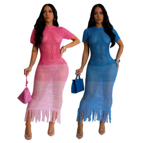 Gradient Knitted Beach Skirt
