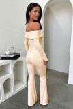 One Shoulder Long Sleeved Top Fashion Casual Pants Set