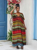 Beach Cover Up Cotton Drawstring Vacation Dress
