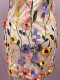 3D Floral Mesh Patchwork Embroidered Suspender Dress