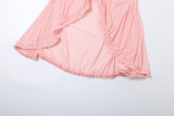 Hollow Out Solid Color Slit Irregular Suspender Dress