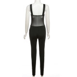Slimming Jumpsuit with Suspender and Low Cut Perspective