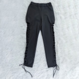 Solid Color Strap Sexy Hollow Out Long Leg Pants
