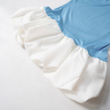 Sleeveless Contrasting Color Slim Fit Strapless Skirt