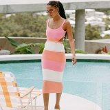 Knitted Backless Beach Bikini Long Skirt Cover Up Sun Protection Suit