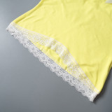Sleeveless Lace with Exposed Navel Cute Top
