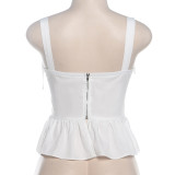 Bow V-neck Solid Color Slim Fit Camisole