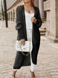 Solid Color Long Hollow Out Sweater Cardigan Jacket
