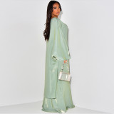 Satin Long Sleeved Two-piece Long Skirt