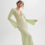 Knitted Hollow Out Beach Bikini Swimsuit Cover Up Sun Protection Suit