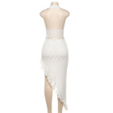 Lace Neck Hanging Hollow Slit Sexy Dress