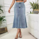 High WaistedCloth Floor Mop with Raw Edge Denim Skirt