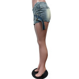 Slim Fit Elastic Waistband Denim Short Skirt