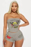 Positioning Printed Chest Wrapped Shorts Set