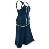 Oversized Women's Sleeveless Tassel Camisole Dress