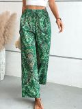 Printed Elastic Waist Wide Leg Pants