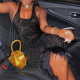 Tank Top Flocked Plush Hem Slim Fit Dress