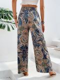 Printed Elastic Waist Wide Leg Pants