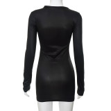 Leisure Anime Printed Round Neck Long Sleeved Dress