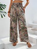 Printed Elastic Waist Wide Leg Pants